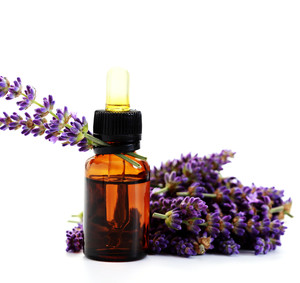 lavender essential oil with fresh flowers - beauty treatment